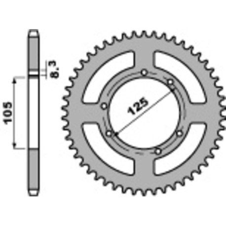 Couronne PBR 50 dents acier standard pas 428 type 4413