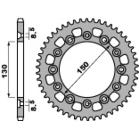 Couronne PBR 41 dents acier standard pas 520 type 4308
