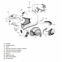 Ventilation supérieure centrale ARAI MX-V Bogle Orange casque off road